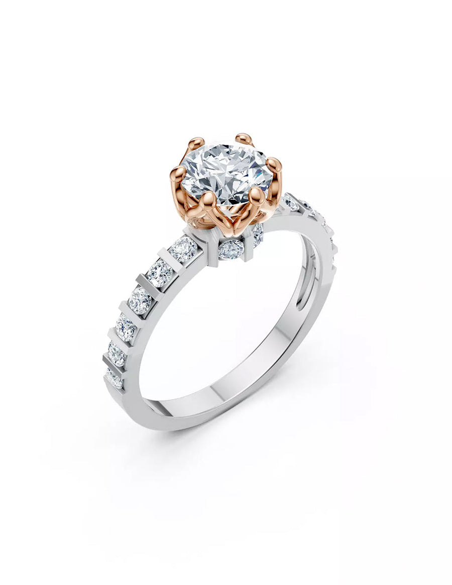Anillo de Compromiso - piedras laterales - AMORE550-RD-CZ