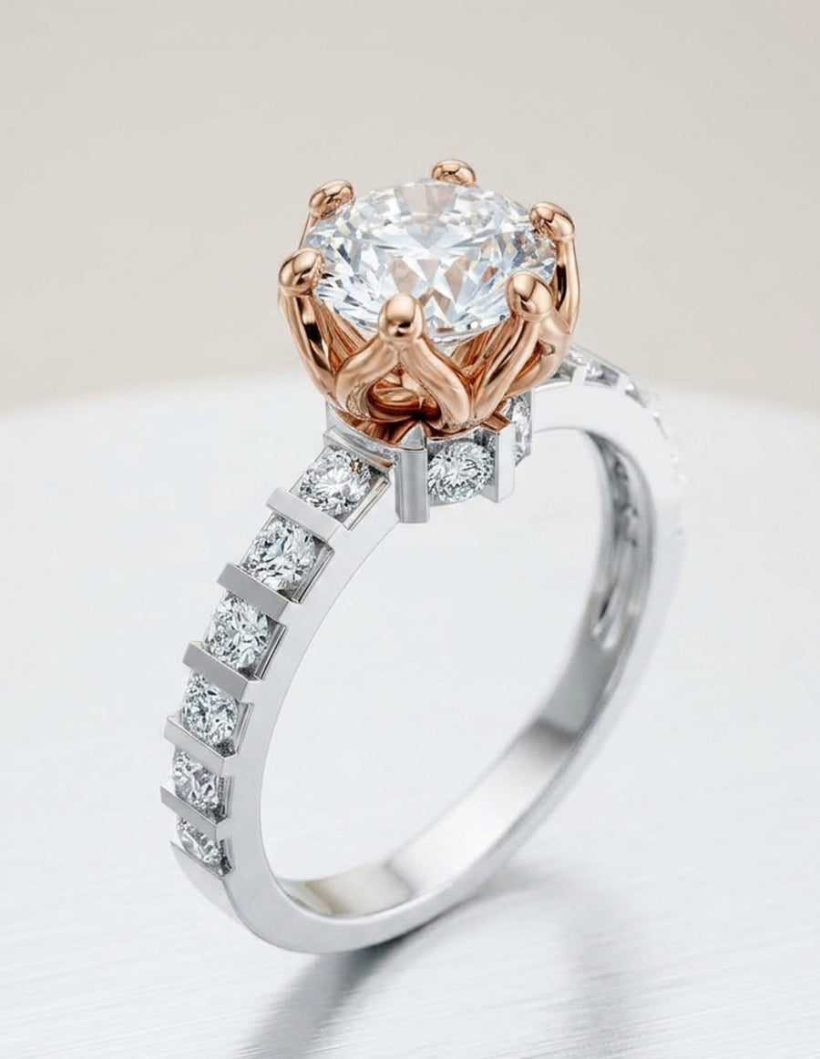 Anillo de Compromiso - piedras laterales - AMORE550-RD-CZ