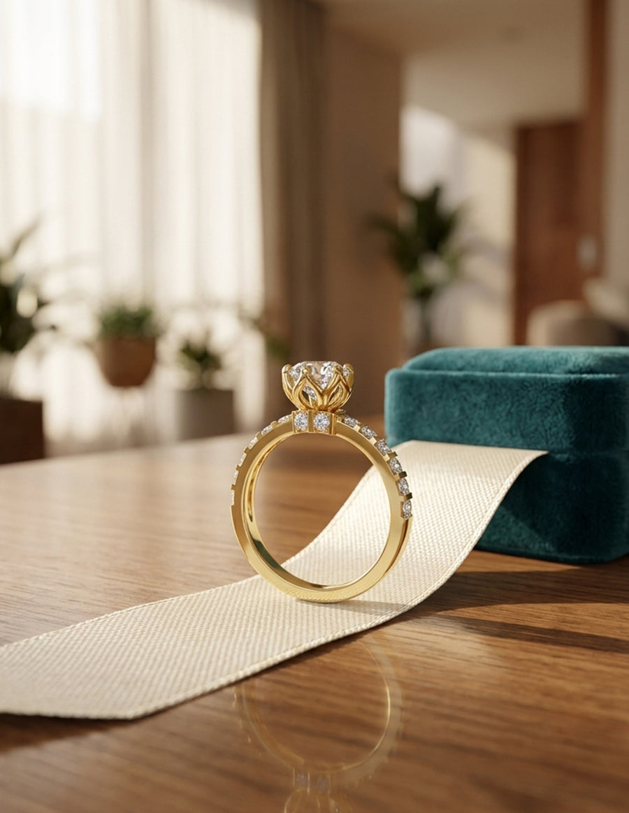 Anillo de Compromiso - piedras laterales - AMORE550-RD-CZ