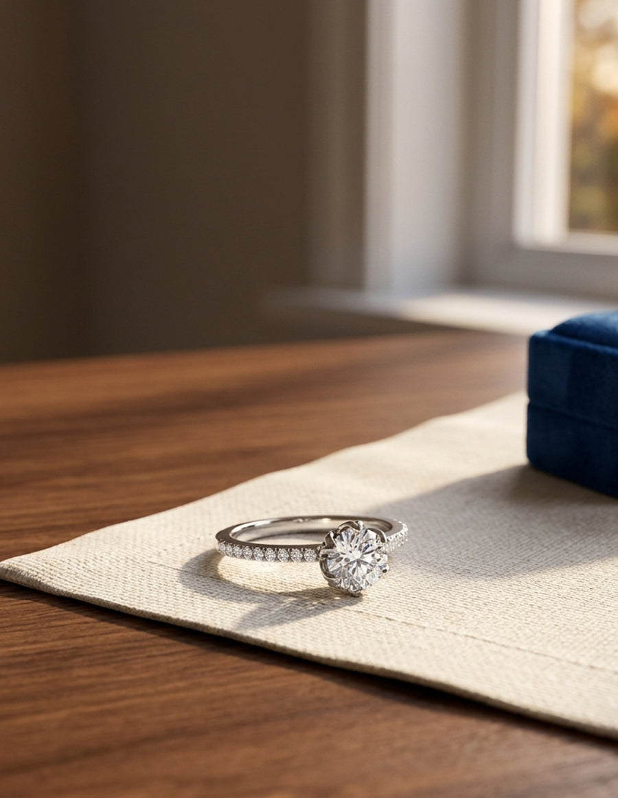 Anillo de Compromiso - pavé - AMORE551-RD-CZ