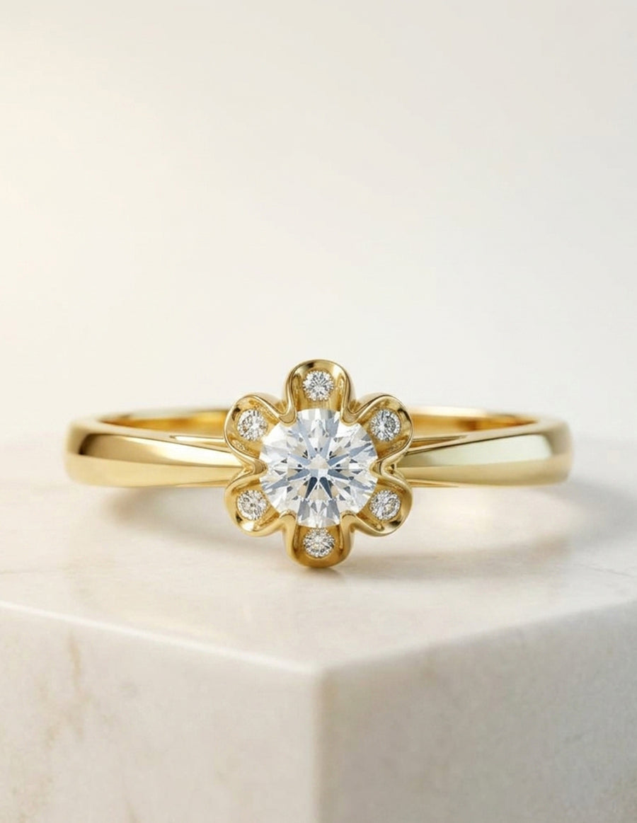 Anillo de Compromiso - halo - AMORE553-RD-CZ