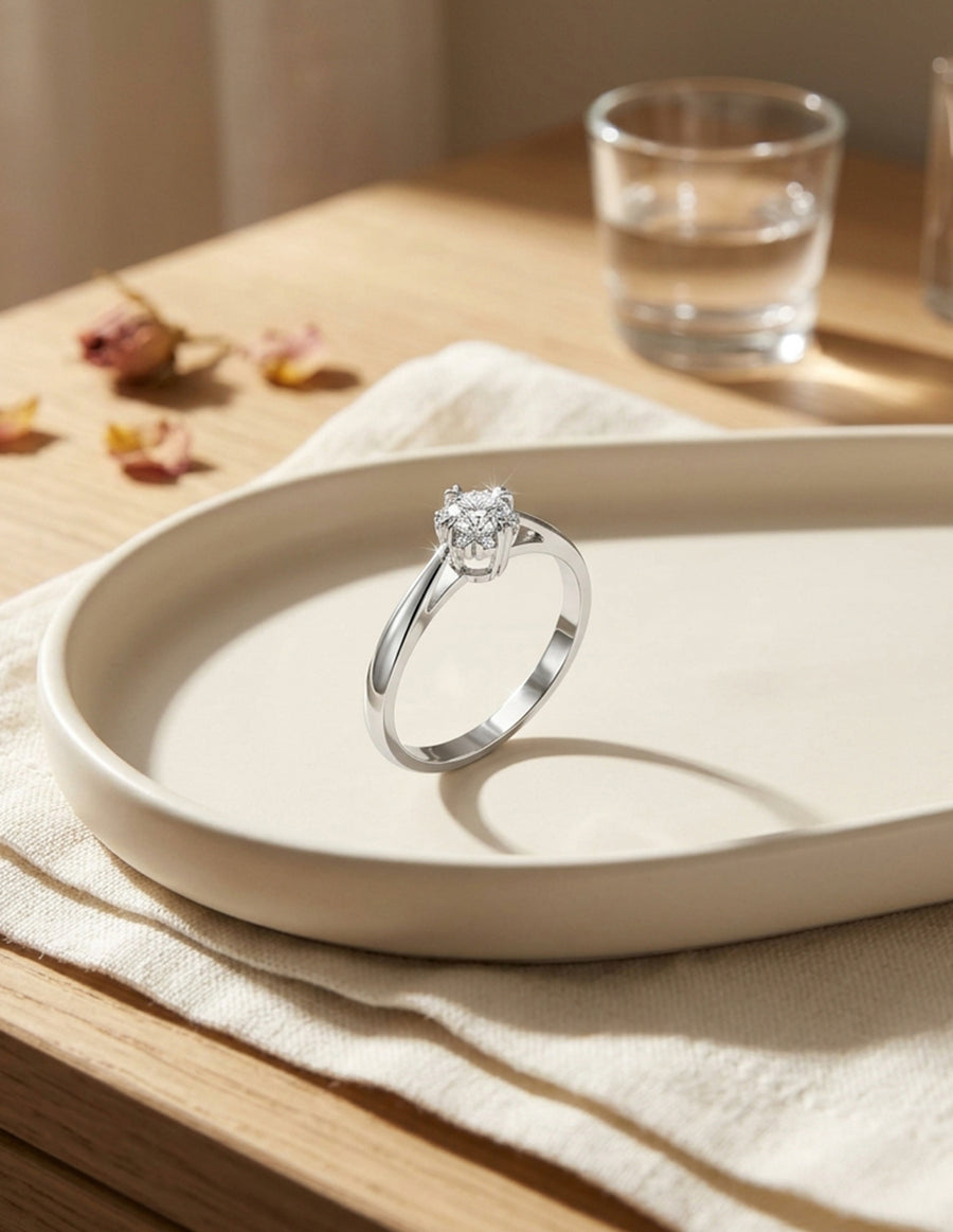 Anillo de Compromiso - halo - AMORE554-RD-CZ