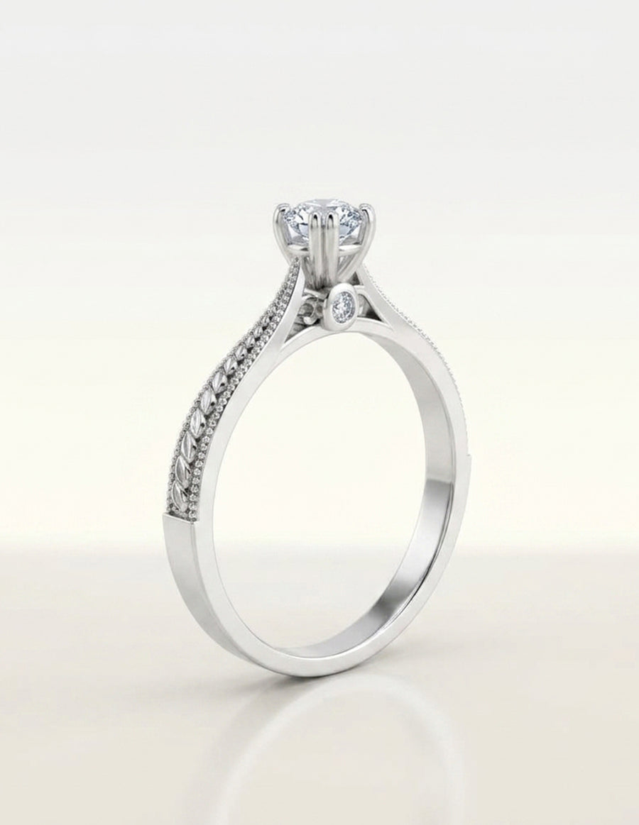 Anillo de Compromiso - piedras laterales - AMORE557-RD-CZ