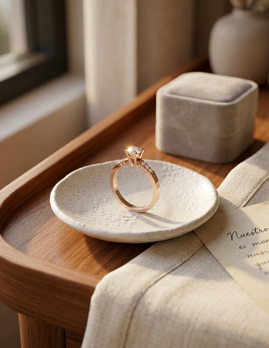 Anillo de Compromiso - piedras laterales - AMORE558-RD-CZ