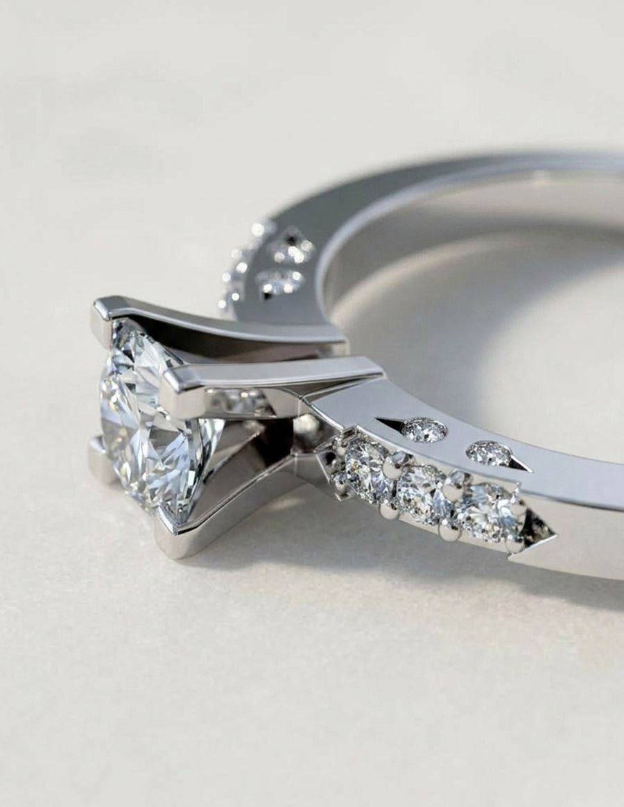 Anillo de Compromiso - piedras laterales - AMORE558-RD-CZ