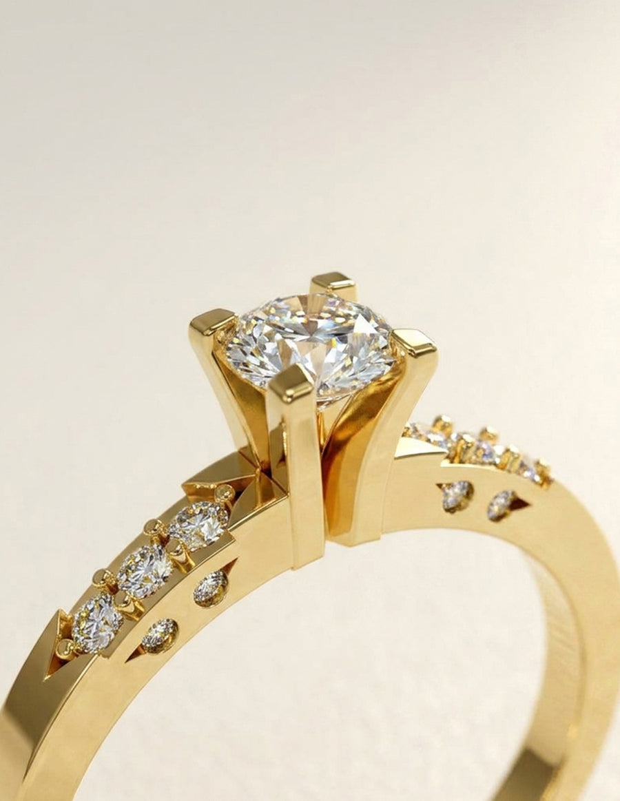 Anillo de Compromiso - piedras laterales - AMORE558-RD-CZ