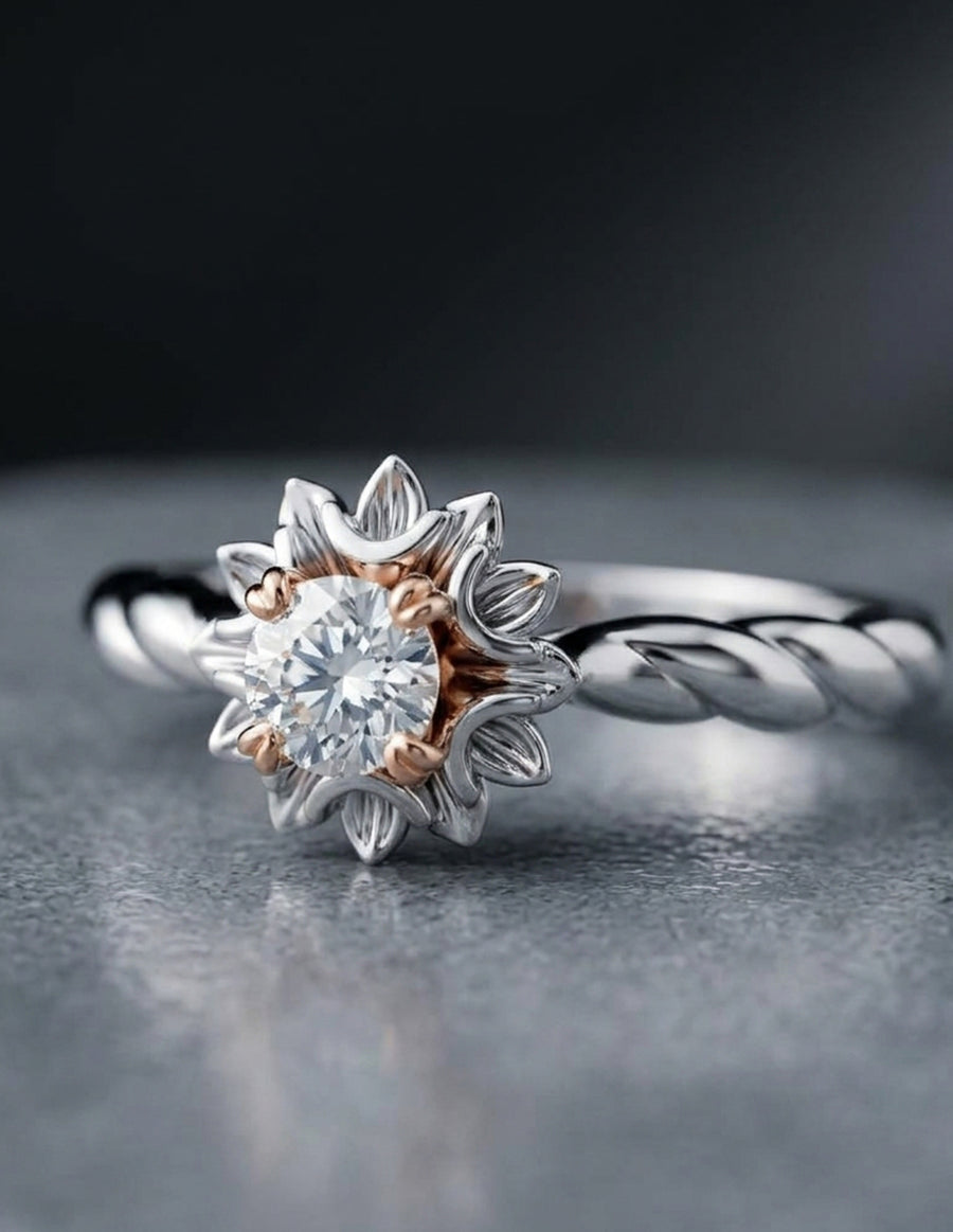 Anillo de Compromiso - halo - AMORE559-RD-CZ