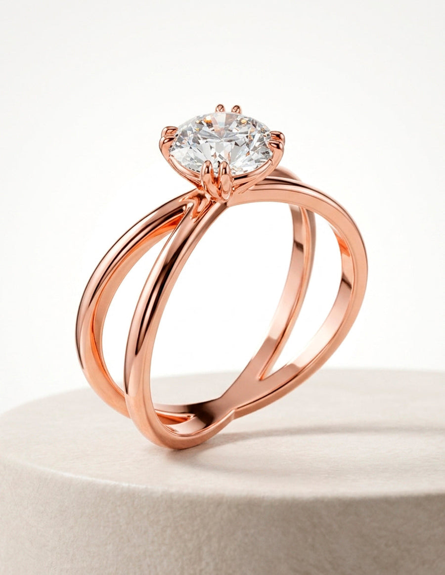 Anillo de Compromiso - solitario - AMORE56-RD-CZ