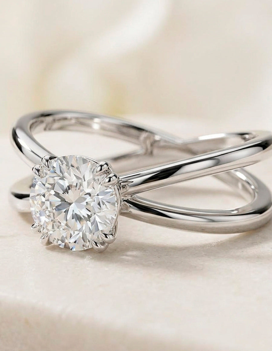 Anillo de Compromiso - solitario - AMORE56-RD-CZ