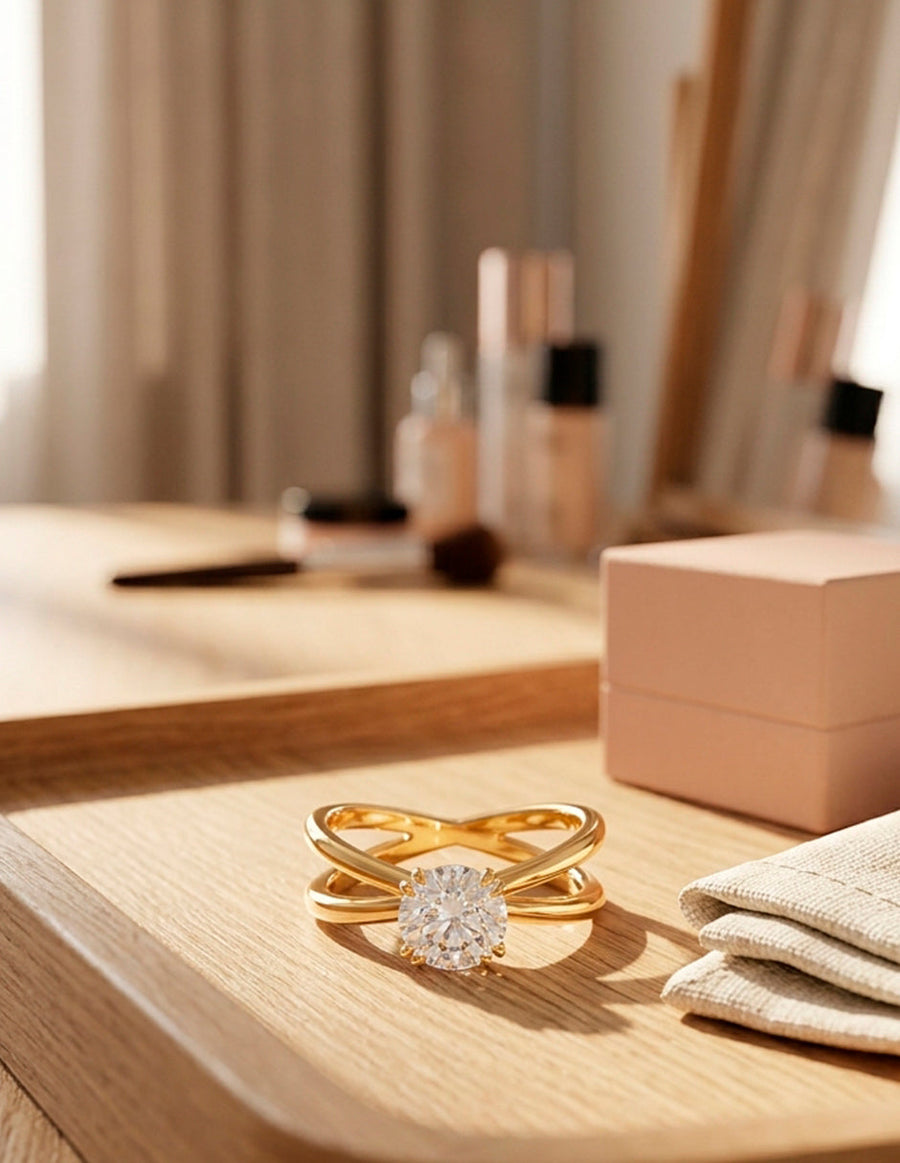 Anillo de Compromiso - solitario - AMORE56-RD-CZ