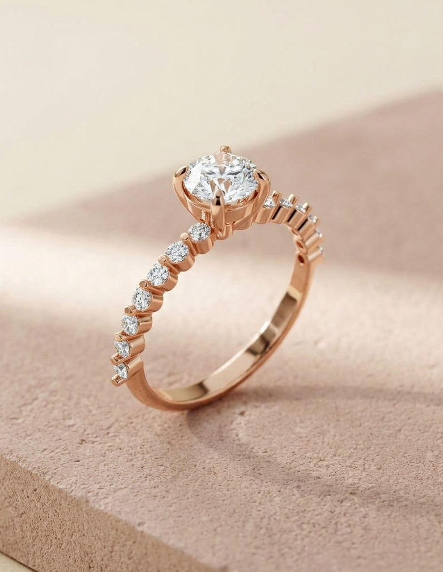 Anillo de Compromiso - piedras laterales - AMORE560-RD-CZ