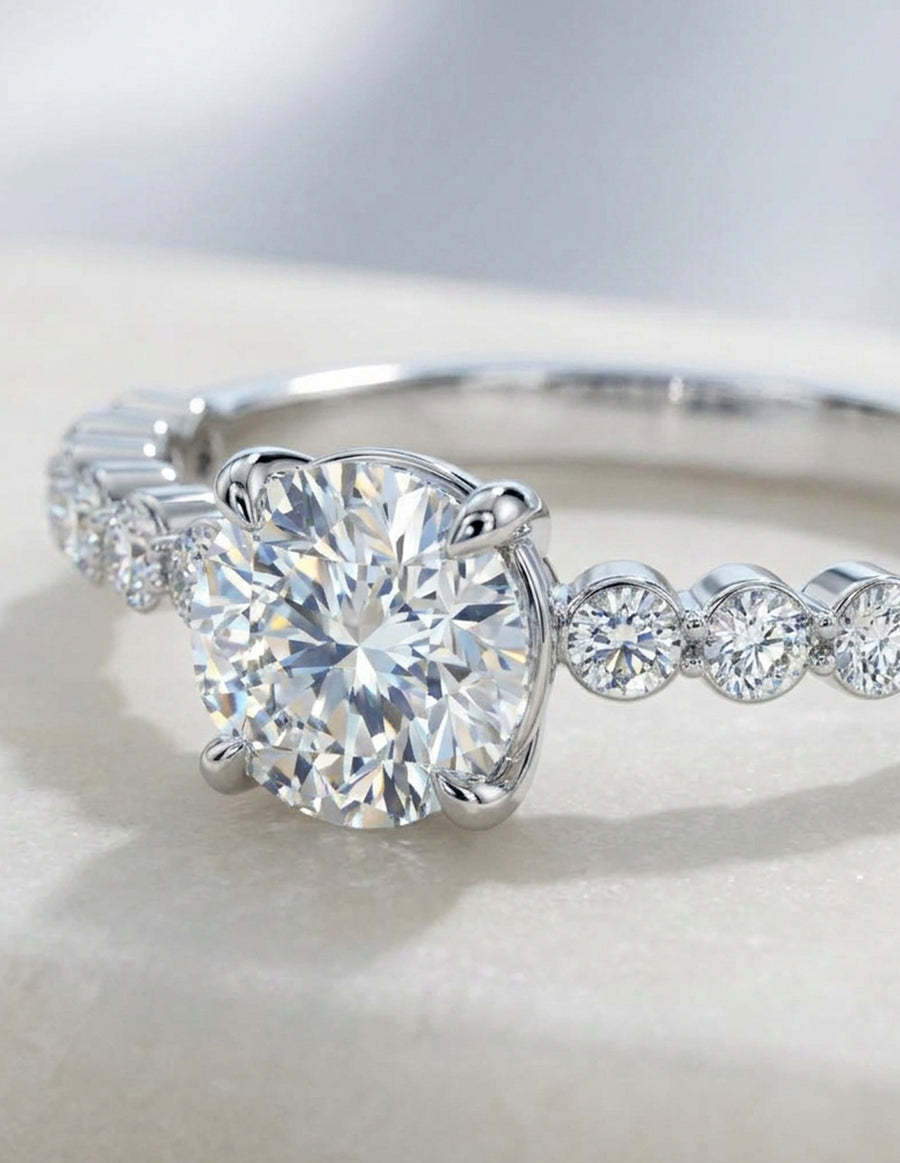 Anillo de Compromiso - piedras laterales - AMORE560-RD-CZ