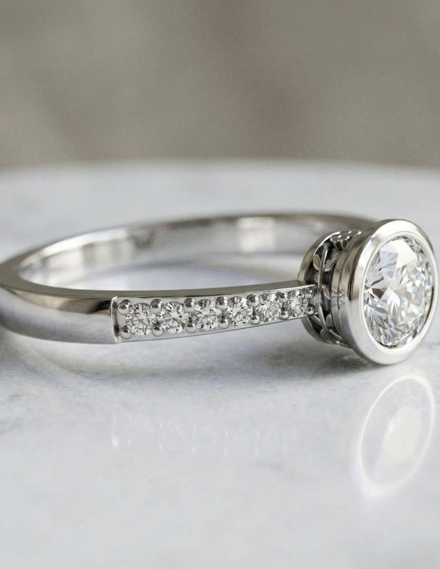 Anillo de Compromiso - piedras laterales - AMORE562-RD-CZ