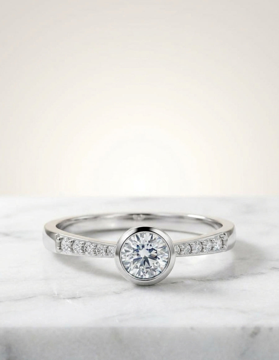 Anillo de Compromiso - piedras laterales - AMORE562-RD-CZ