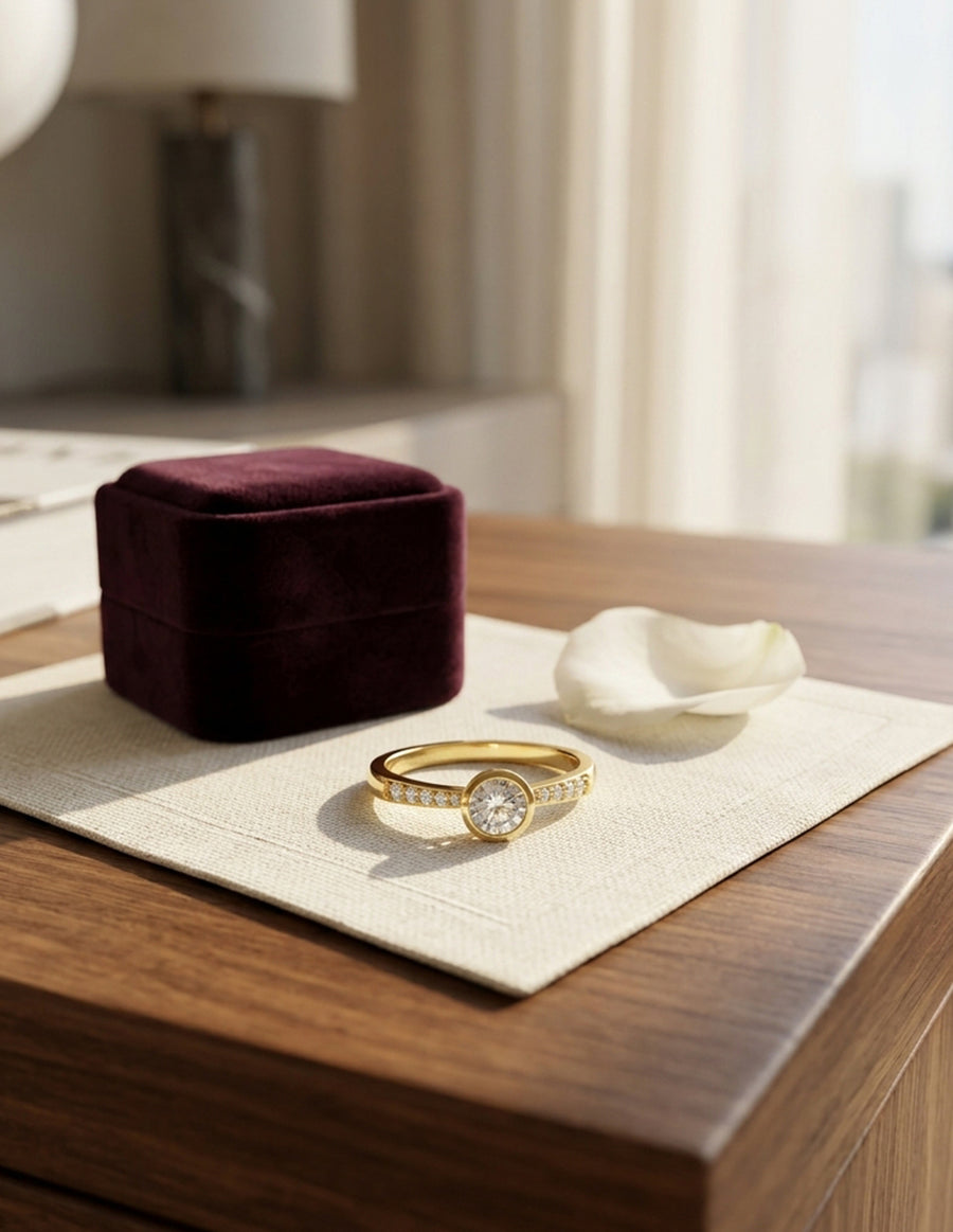 Anillo de Compromiso - piedras laterales - AMORE562-RD-CZ