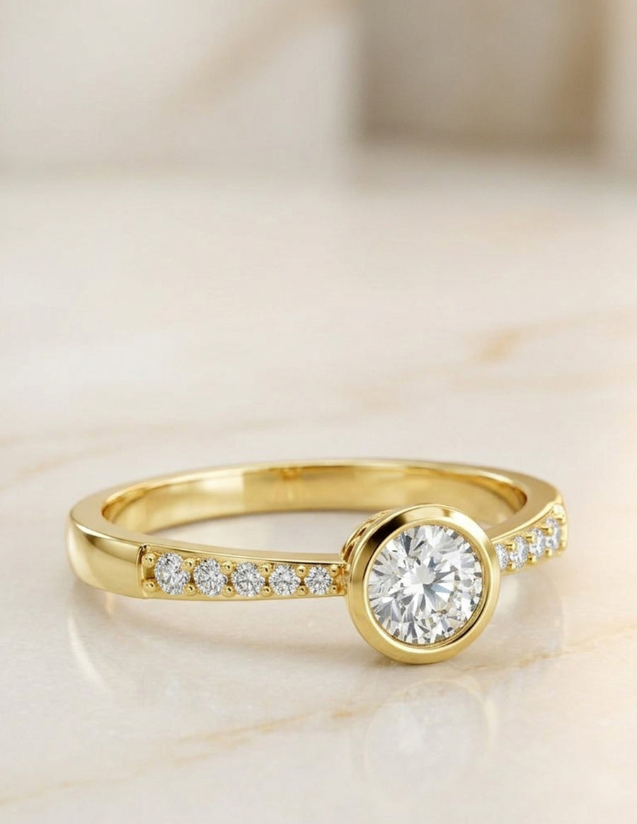 Anillo de Compromiso - piedras laterales - AMORE562-RD-CZ