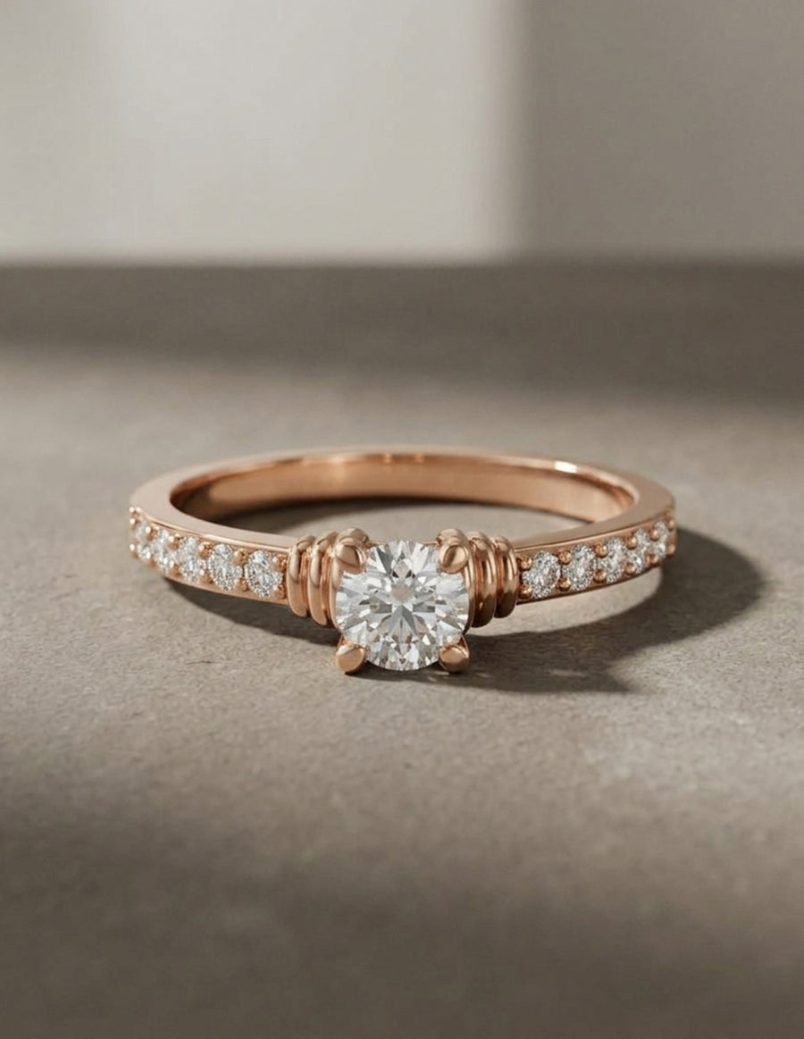 Anillo de Compromiso - piedras laterales - AMORE563-RD-CZ