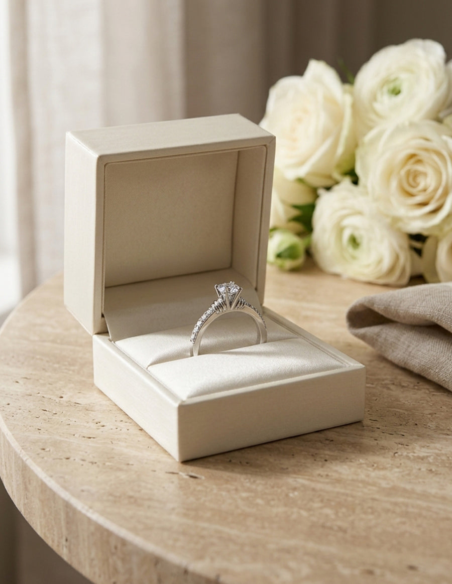 Anillo de Compromiso - piedras laterales - AMORE563-RD-CZ