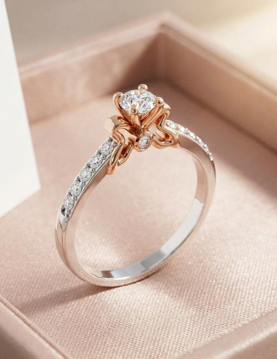 Anillo de Compromiso - piedras laterales - AMORE564-RD-CZ