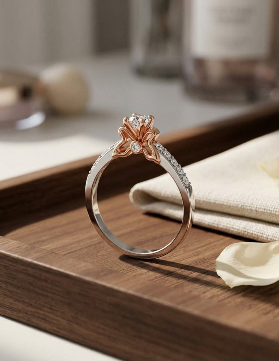 Anillo de Compromiso - piedras laterales - AMORE564-RD-CZ