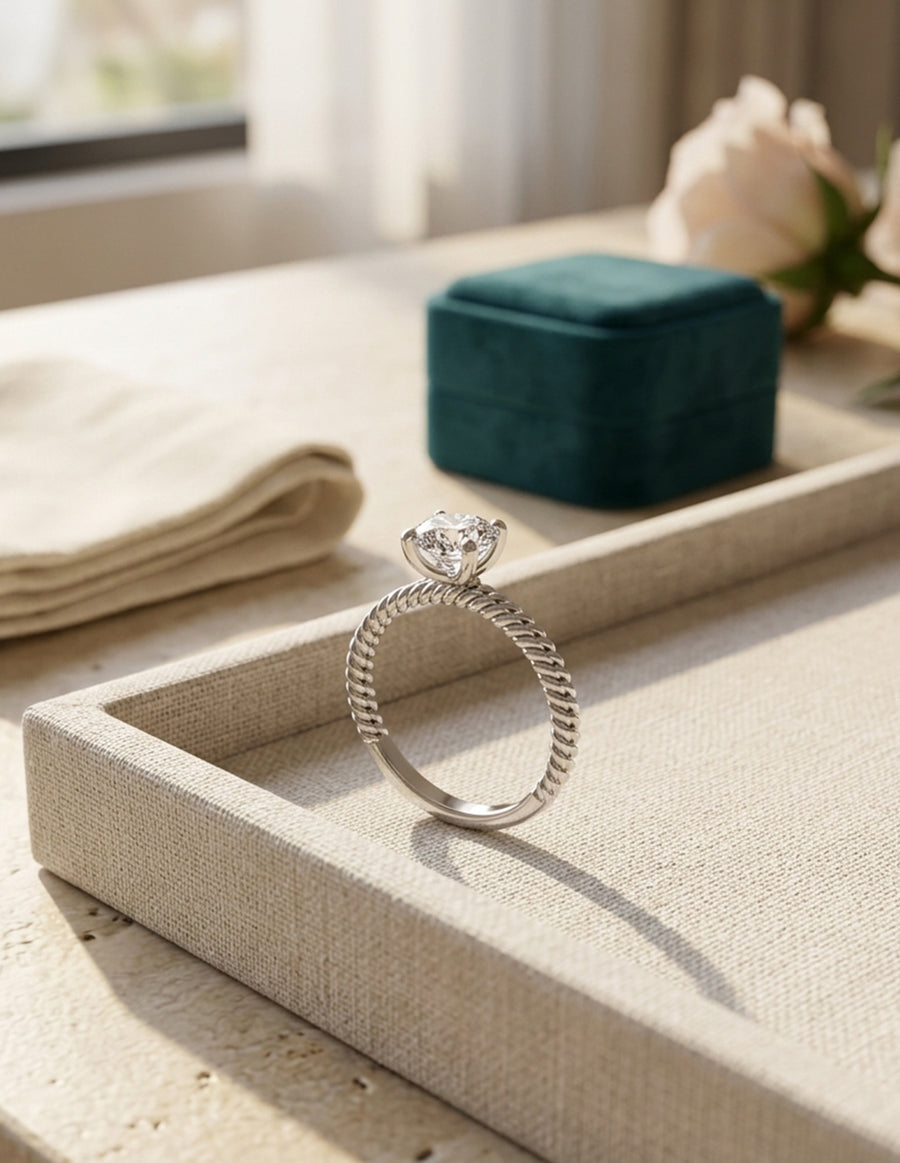 Anillo de Compromiso - solitario - AMORE566-RD-CZ