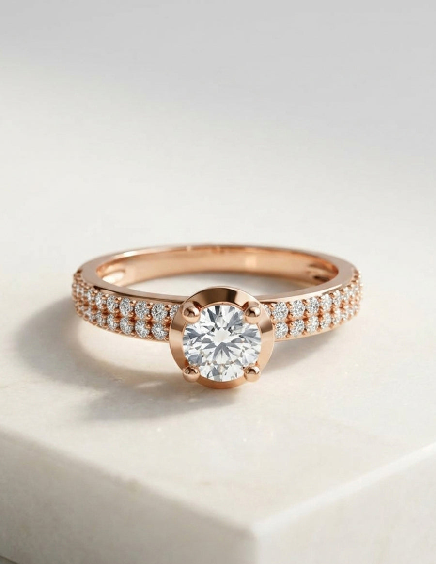 Anillo de Compromiso - piedras laterales - AMORE567-RD-CZ