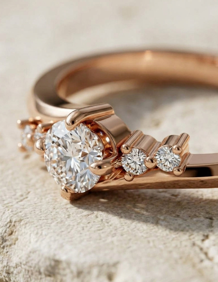 Anillo de Compromiso - piedras laterales - AMORE571-RD-CZ