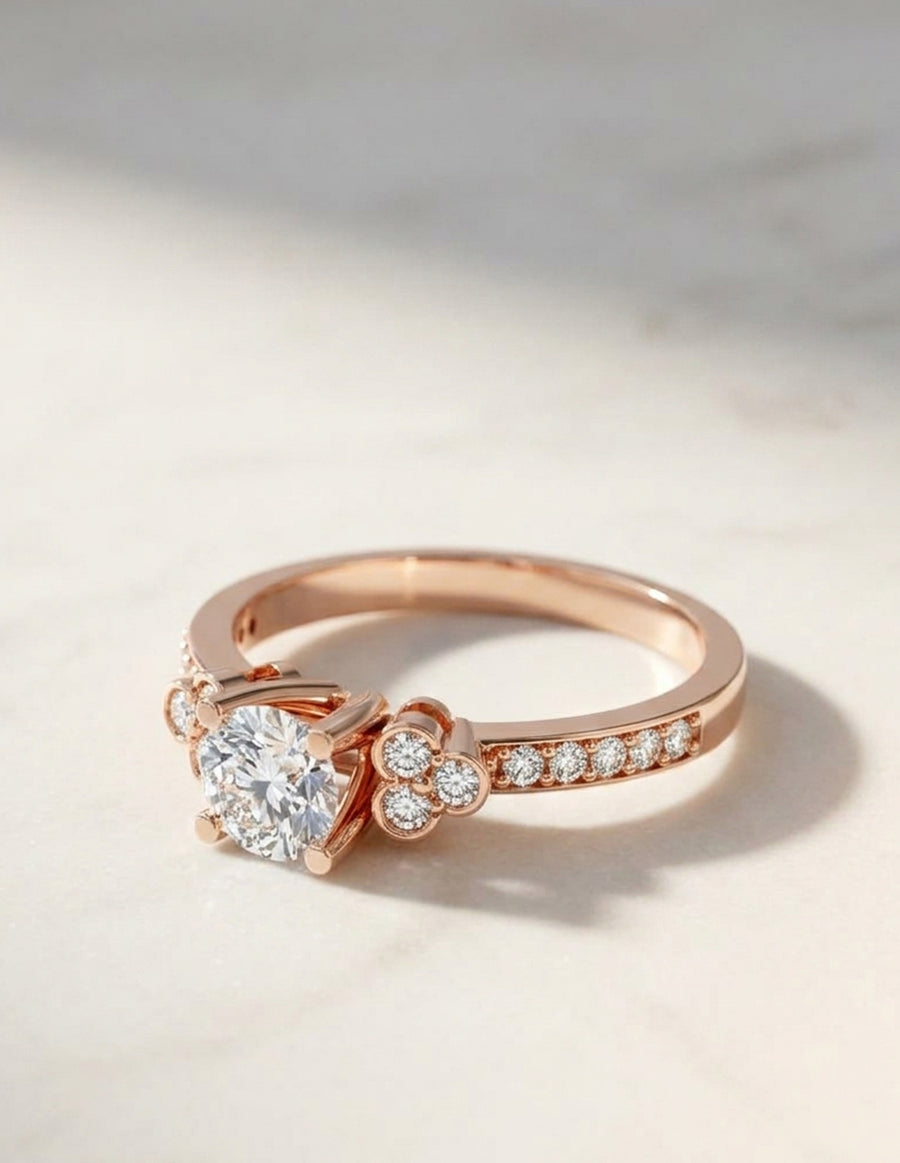 Anillo de Compromiso - piedras laterales - AMORE573-RD-CZ