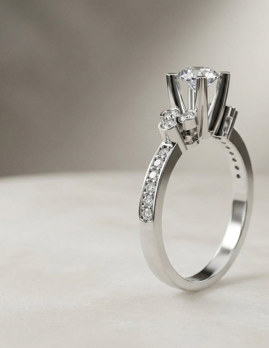 Anillo de Compromiso - piedras laterales - AMORE573-RD-CZ