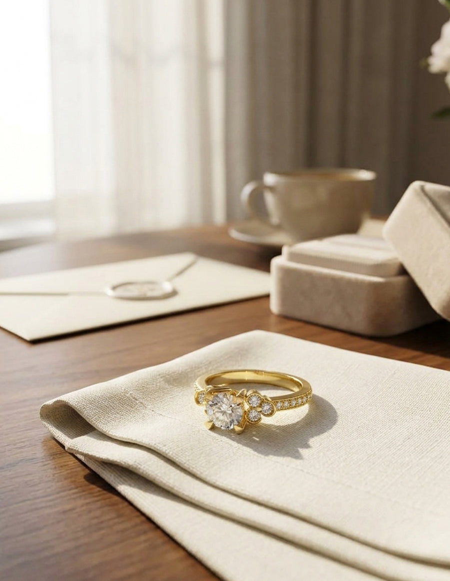 Anillo de Compromiso - piedras laterales - AMORE573-RD-CZ
