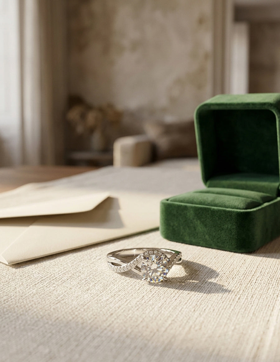 Anillo de Compromiso - piedras laterales - AMORE576-RD-CZ