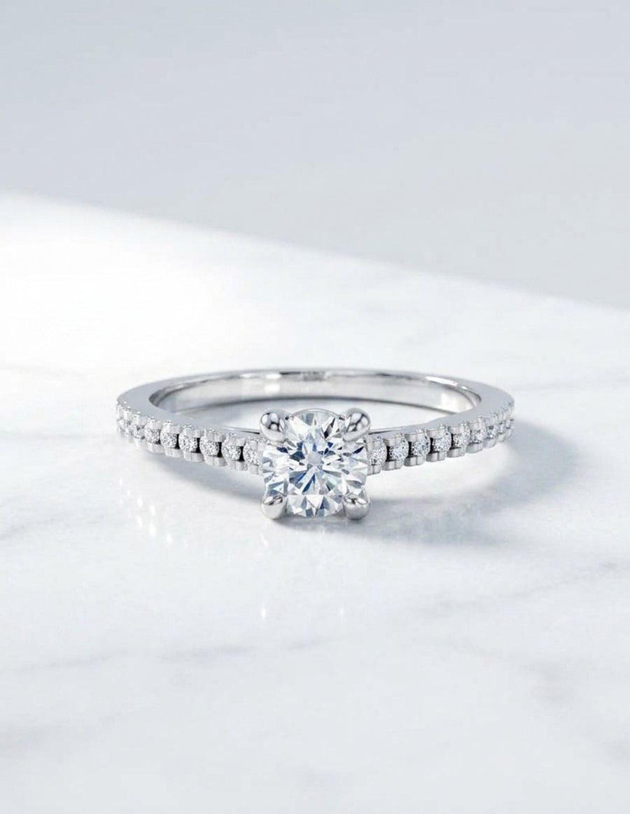 Anillo de Compromiso - piedras laterales - AMORE578-RD-CZ