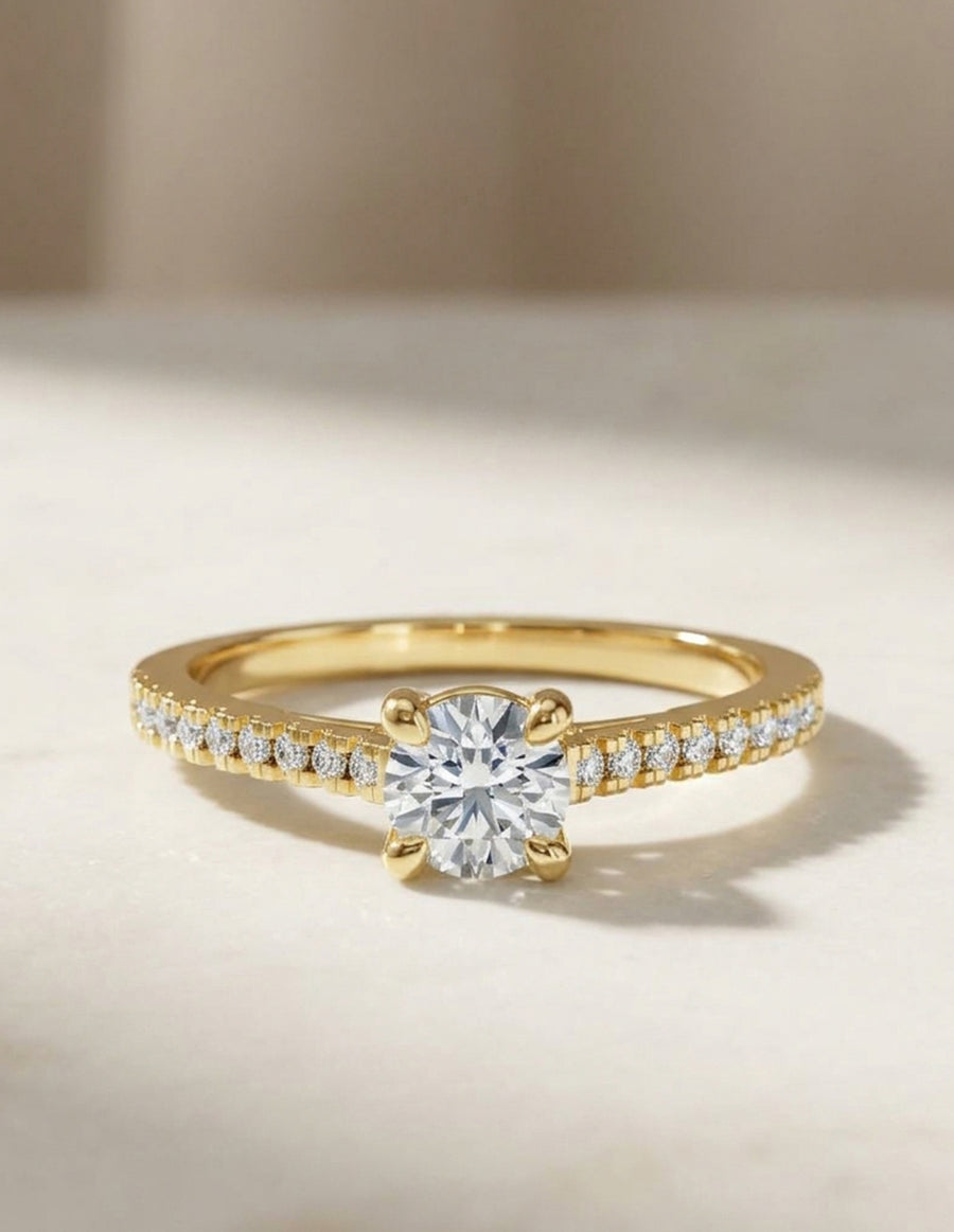 Anillo de Compromiso - piedras laterales - AMORE578-RD-CZ