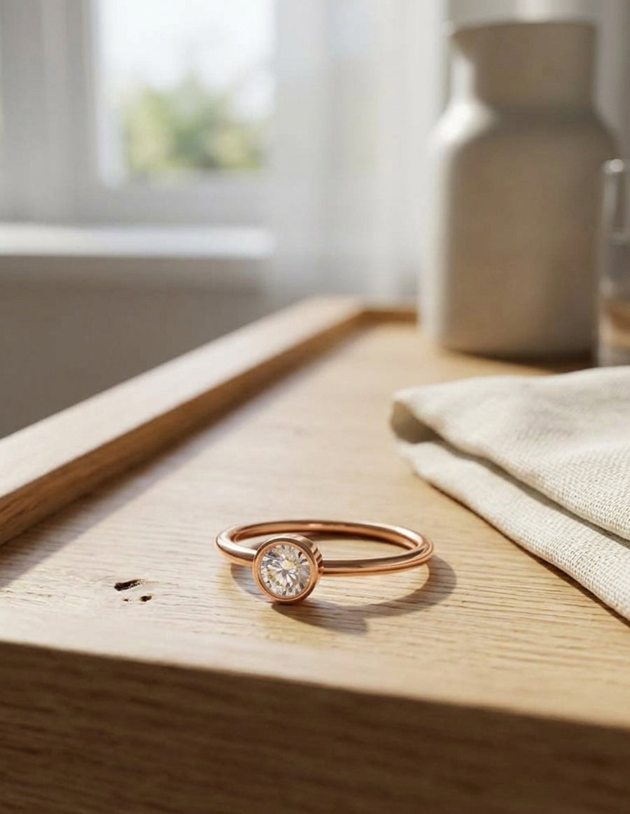 Anillo de Compromiso - solitario - AMORE579-RD-CZ