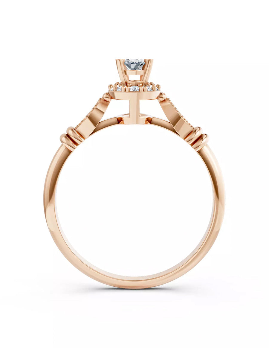 Anillo de Compromiso - halo - AMORE580-OV-CZ
