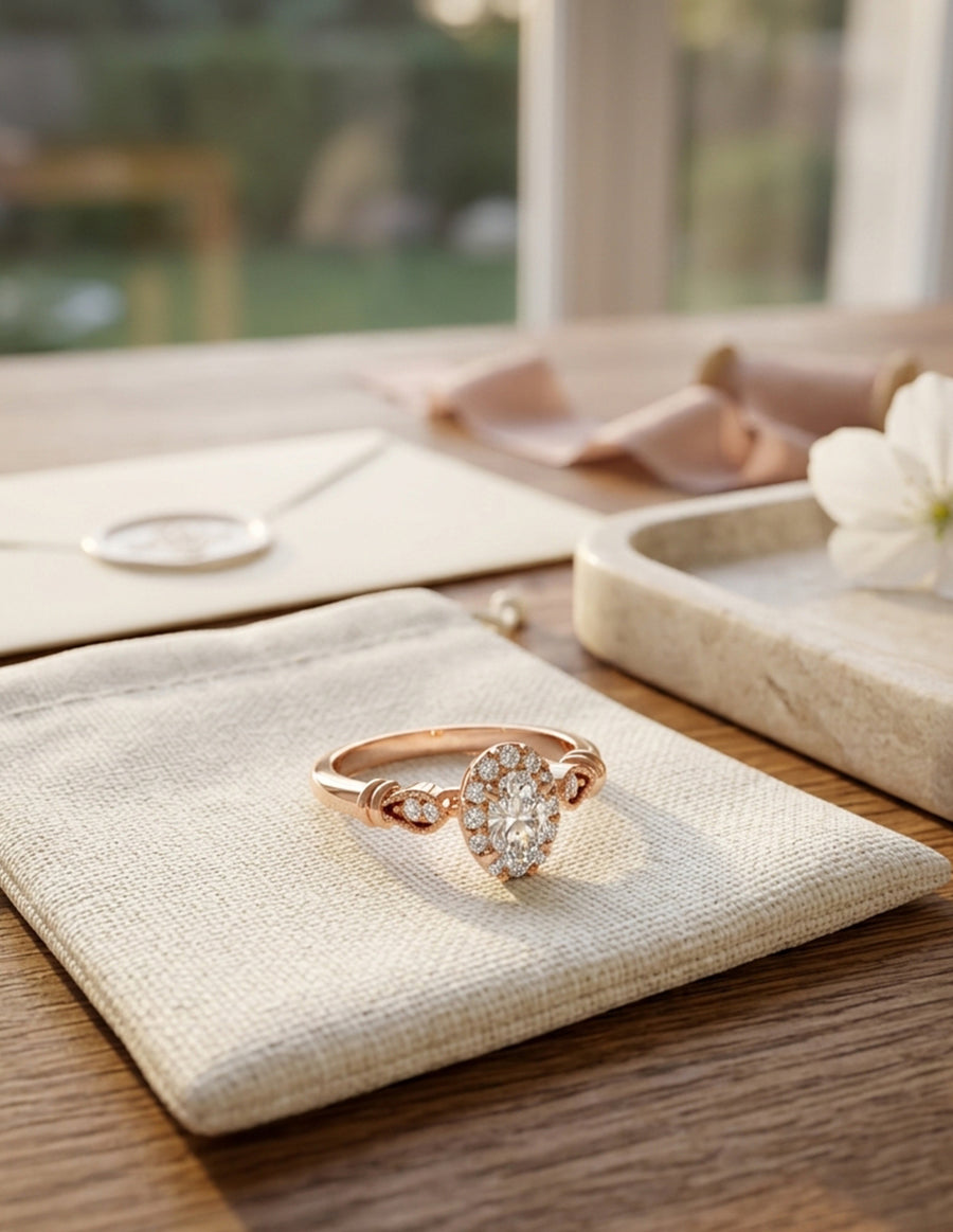 Anillo de Compromiso - halo - AMORE580-OV-CZ