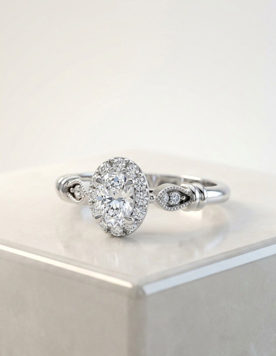 Anillo de Compromiso - halo - AMORE580-OV-CZ