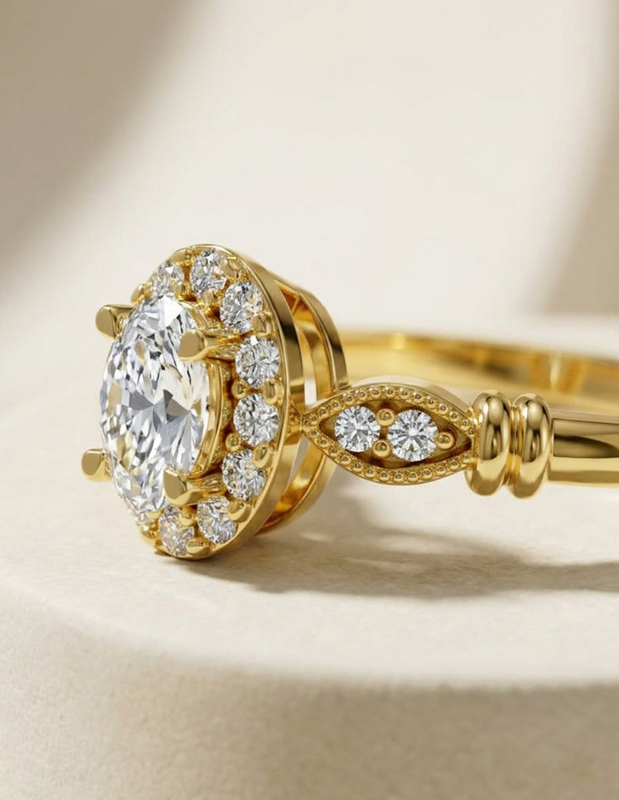 Anillo de Compromiso - halo - AMORE580-OV-CZ