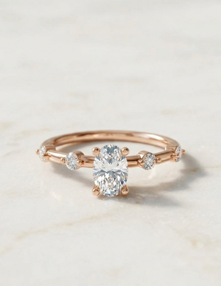 Anillo de Compromiso - piedras laterales - AMORE583-OV-CZ