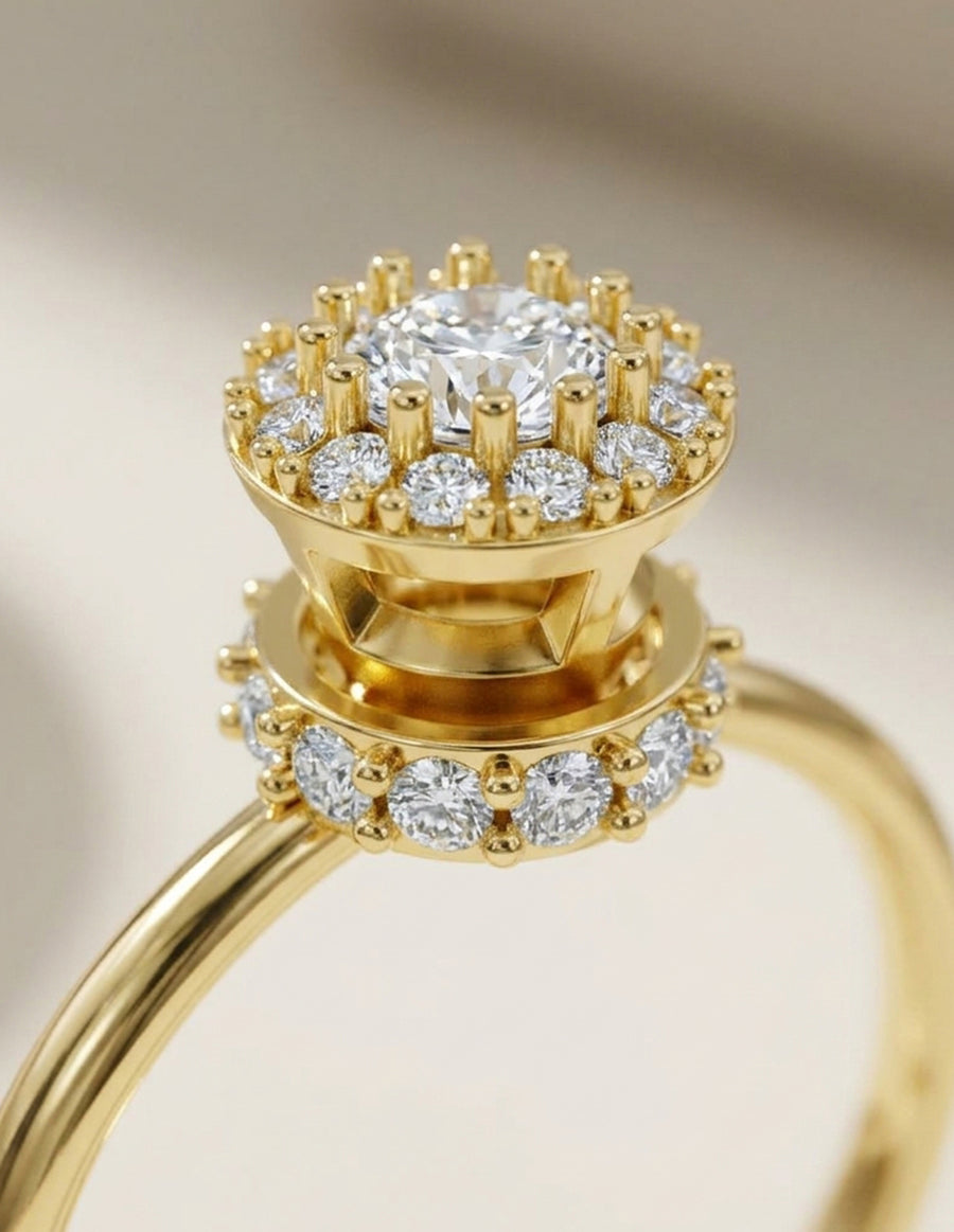 Anillo de Compromiso - halo - AMORE585-RD-CZ