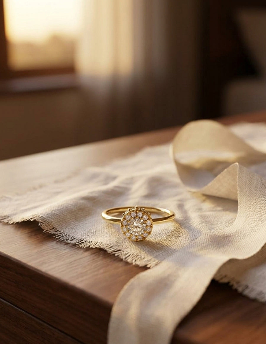 Anillo de Compromiso - halo - AMORE585-RD-CZ