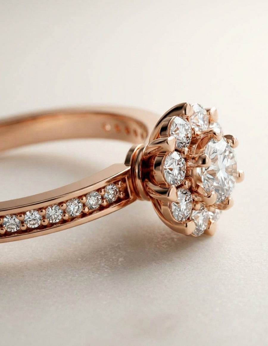 Anillo de Compromiso - halo - AMORE587-RD-CZ