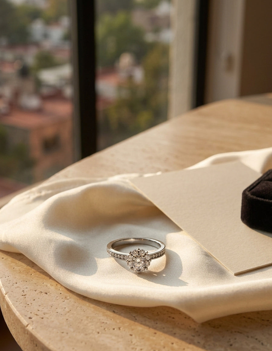 Anillo de Compromiso - halo - AMORE587-RD-CZ