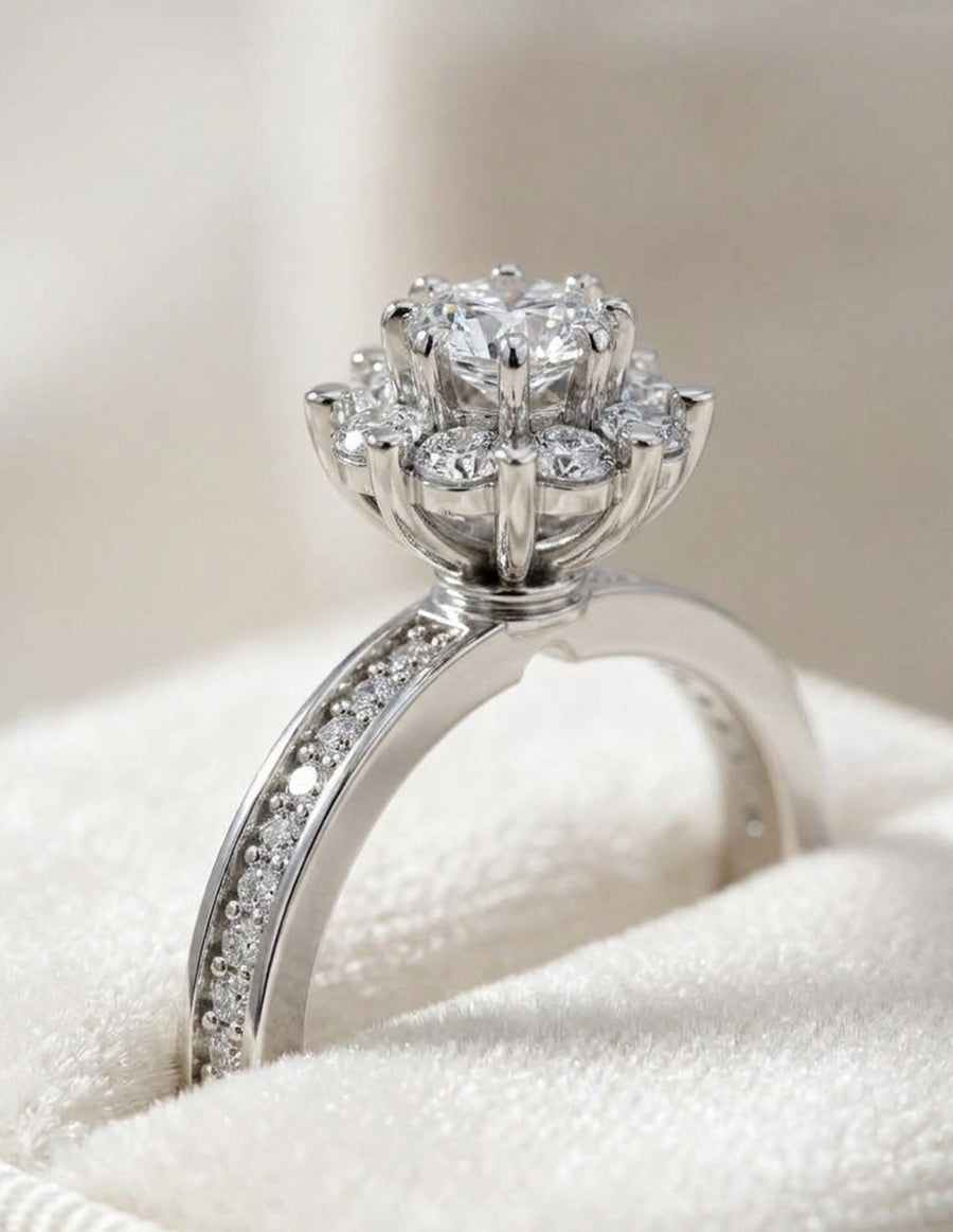 Anillo de Compromiso - halo - AMORE587-RD-CZ