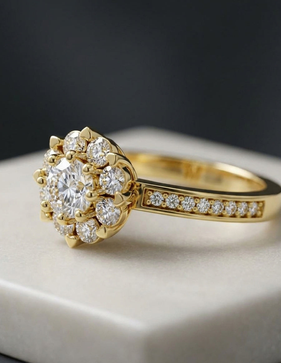 Anillo de Compromiso - halo - AMORE587-RD-CZ