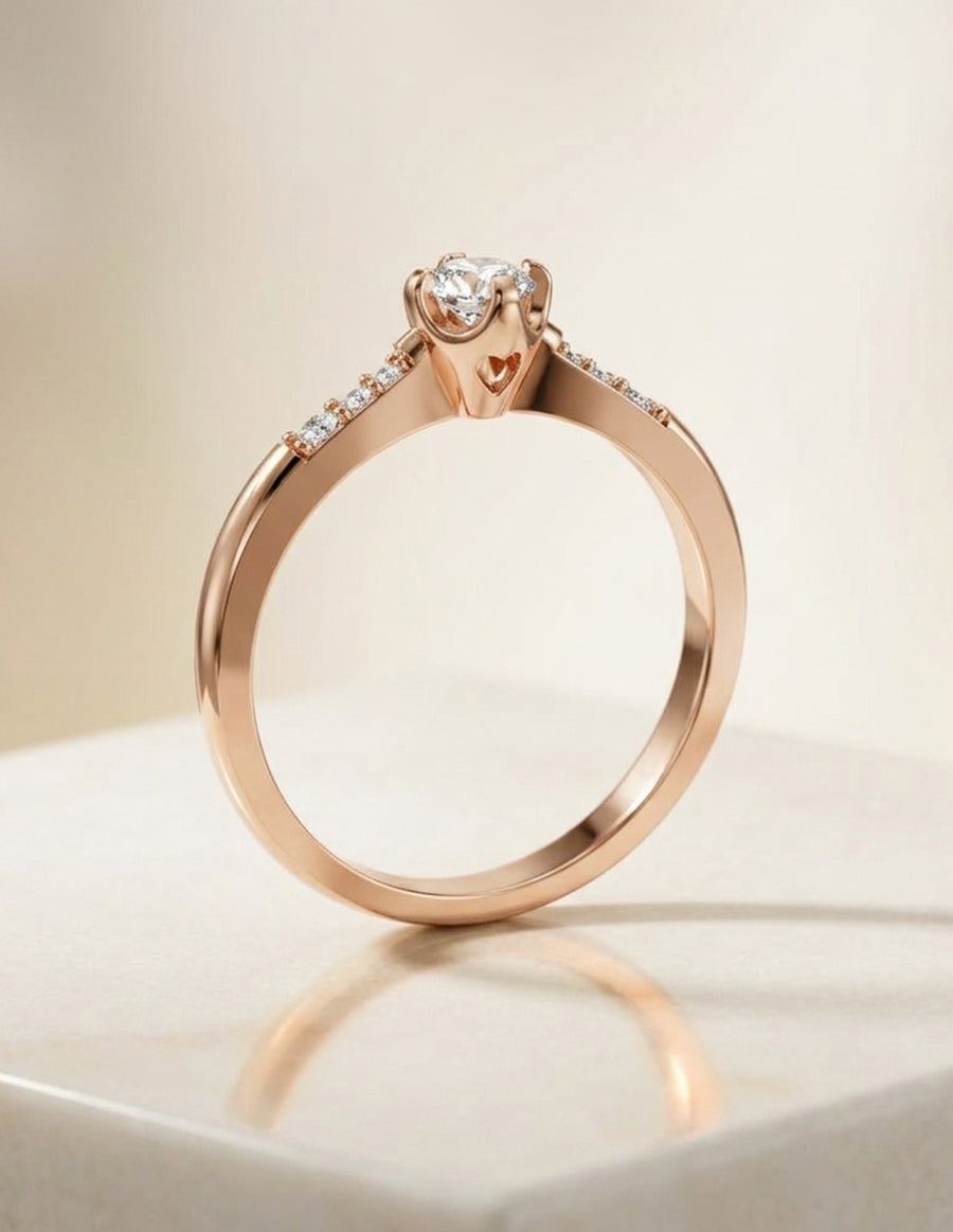 Anillo de Compromiso - piedras laterales - AMORE588-RD-CZ