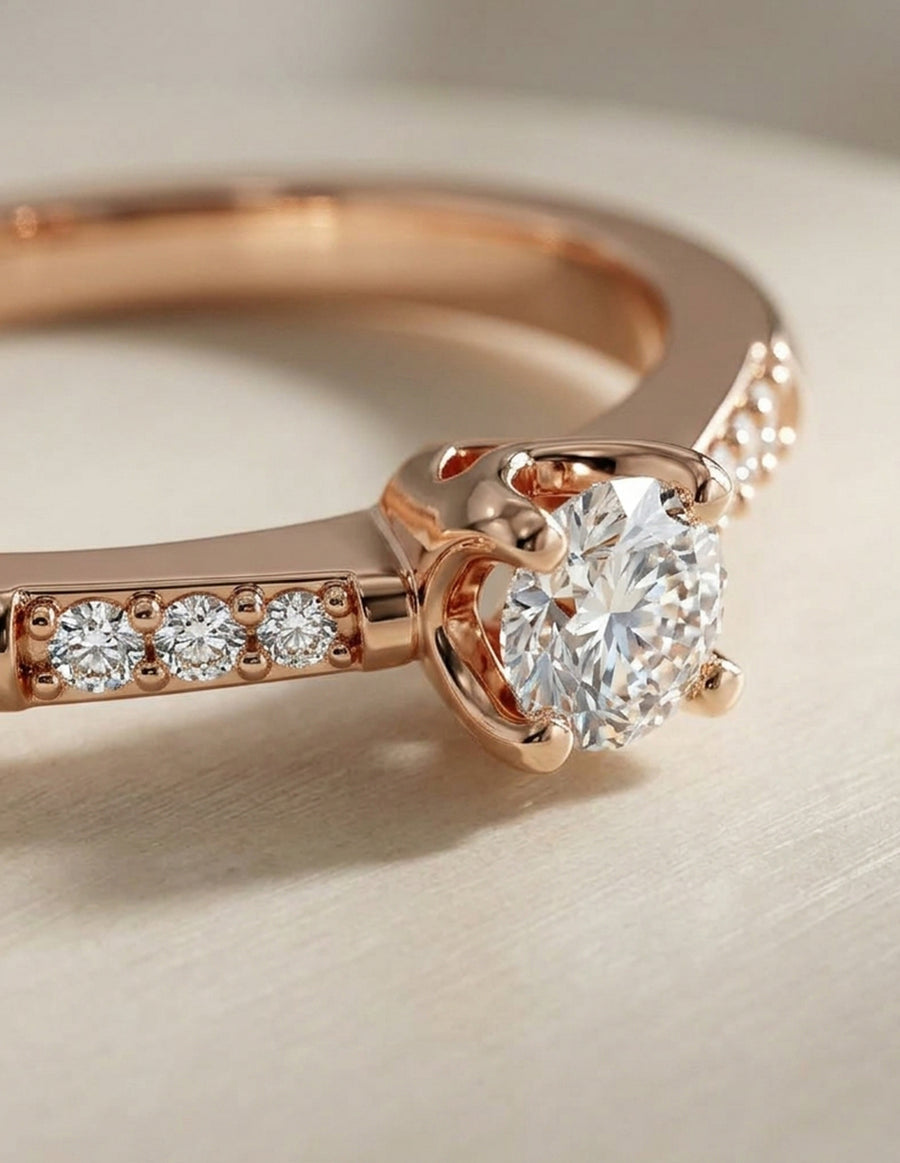Anillo de Compromiso - piedras laterales - AMORE588-RD-CZ