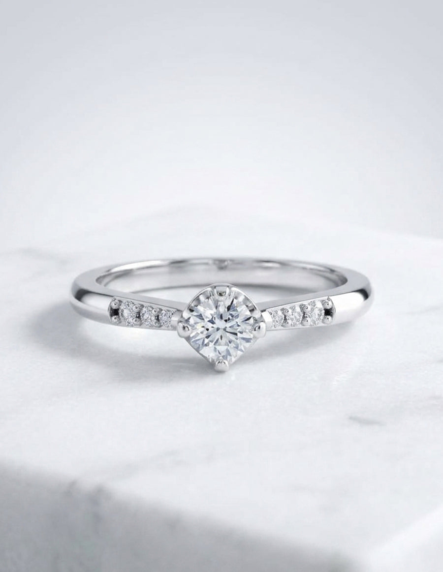 Anillo de Compromiso - piedras laterales - AMORE588-RD-CZ