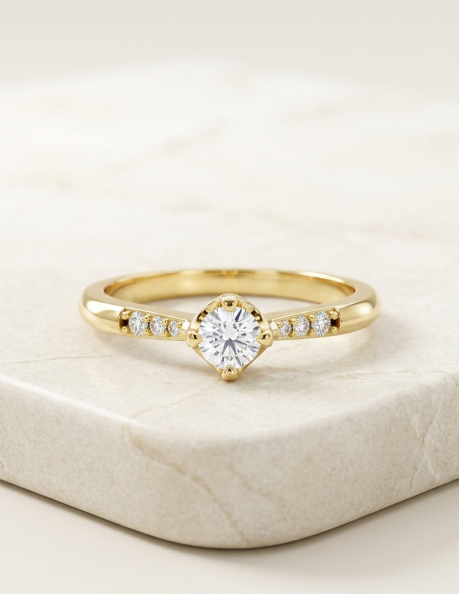 Anillo de Compromiso - piedras laterales - AMORE588-RD-CZ