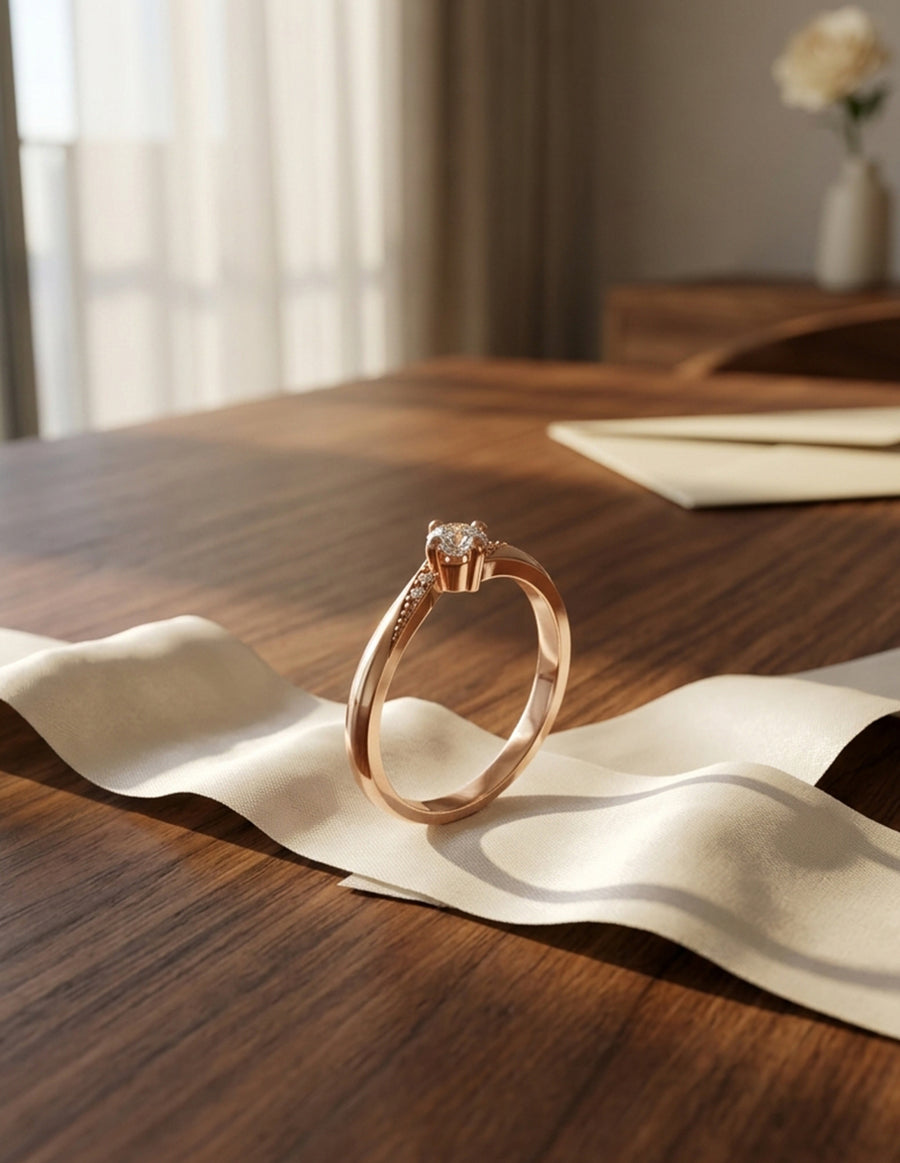 Anillo de Compromiso - piedras laterales - AMORE589-RD-CZ